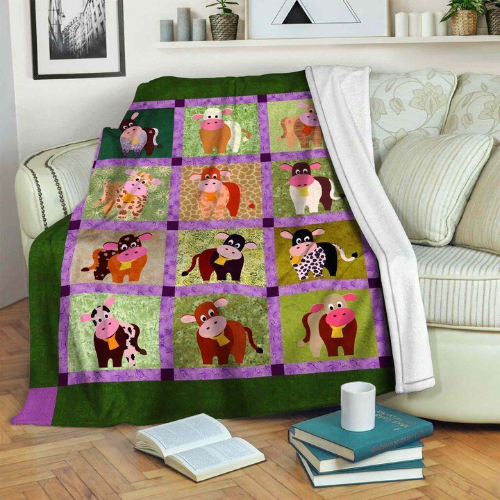 Cow Sherpa Fleece Blanket