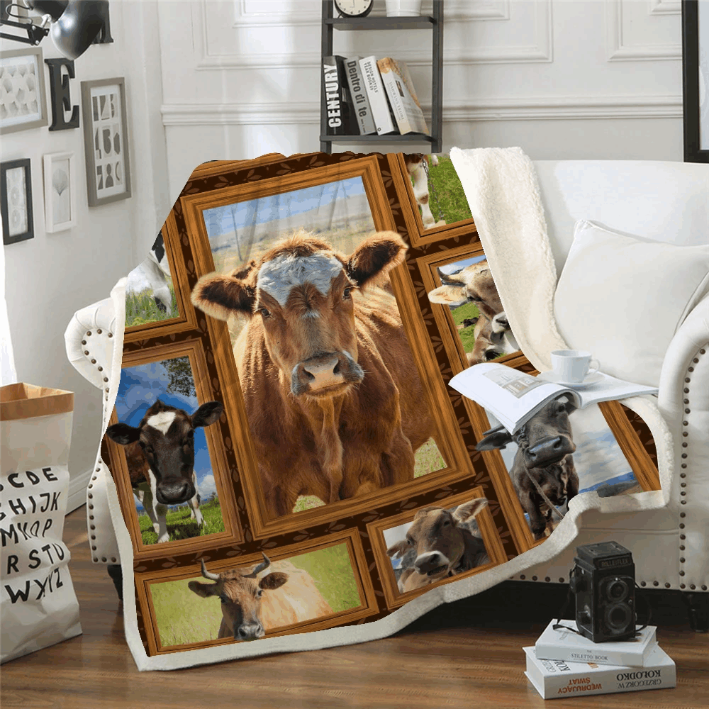 Cow Sherpa Fleece Blanket