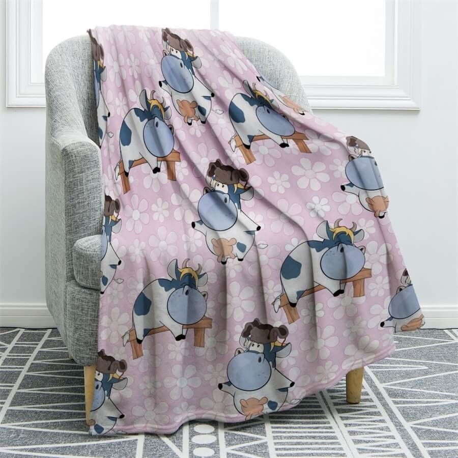 Cow Sherpa Fleece Blanket