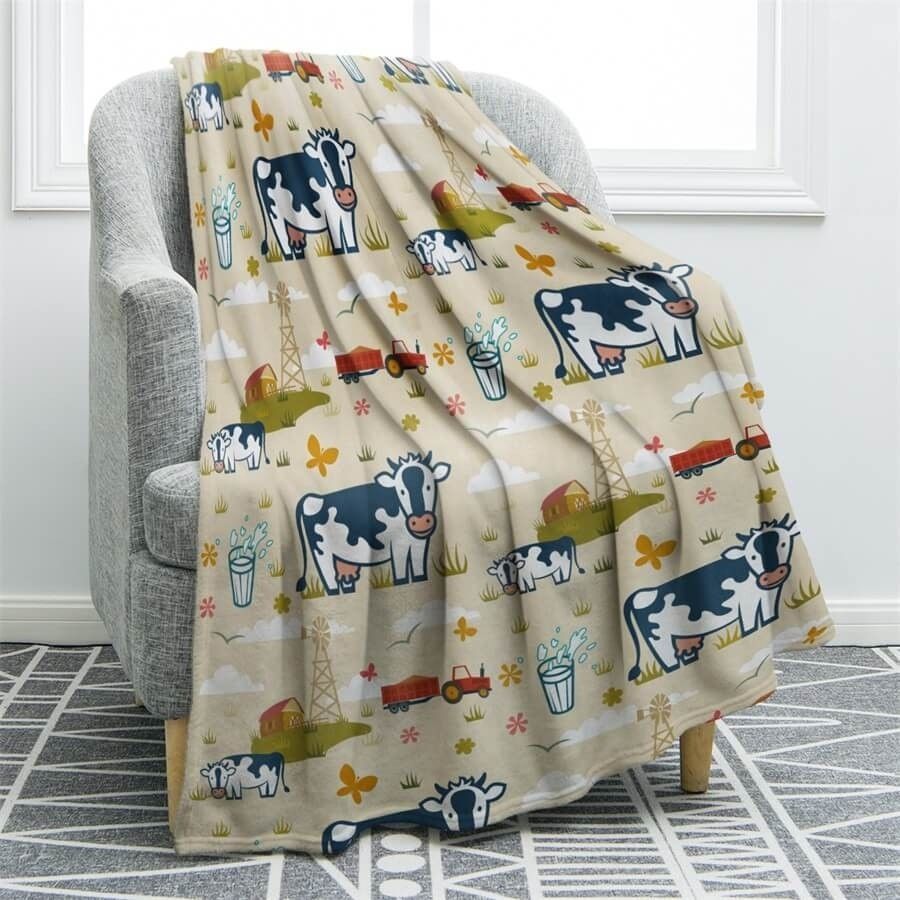 Cow Sherpa Fleece Blanket