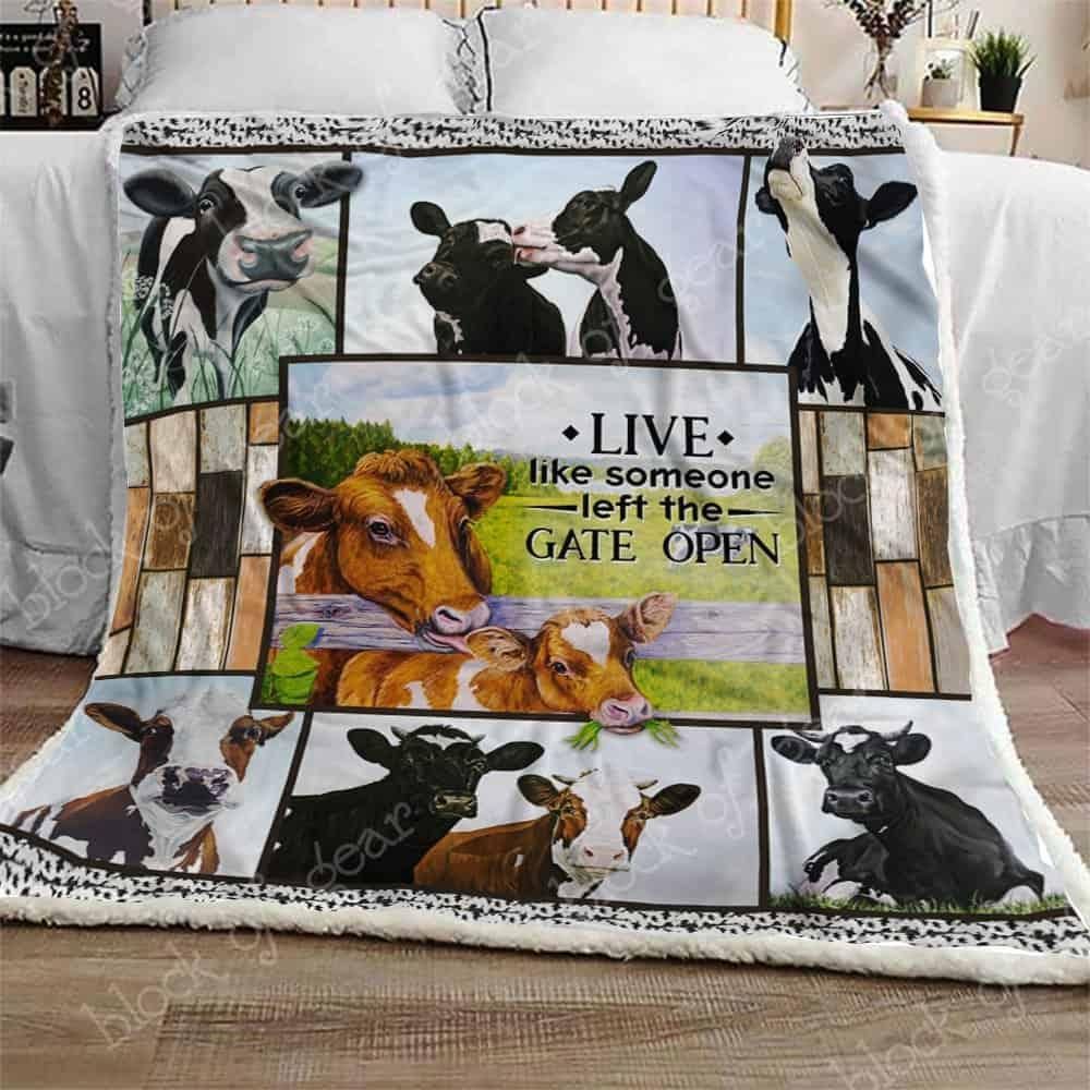 Cow Sherpa Fleece Blanket