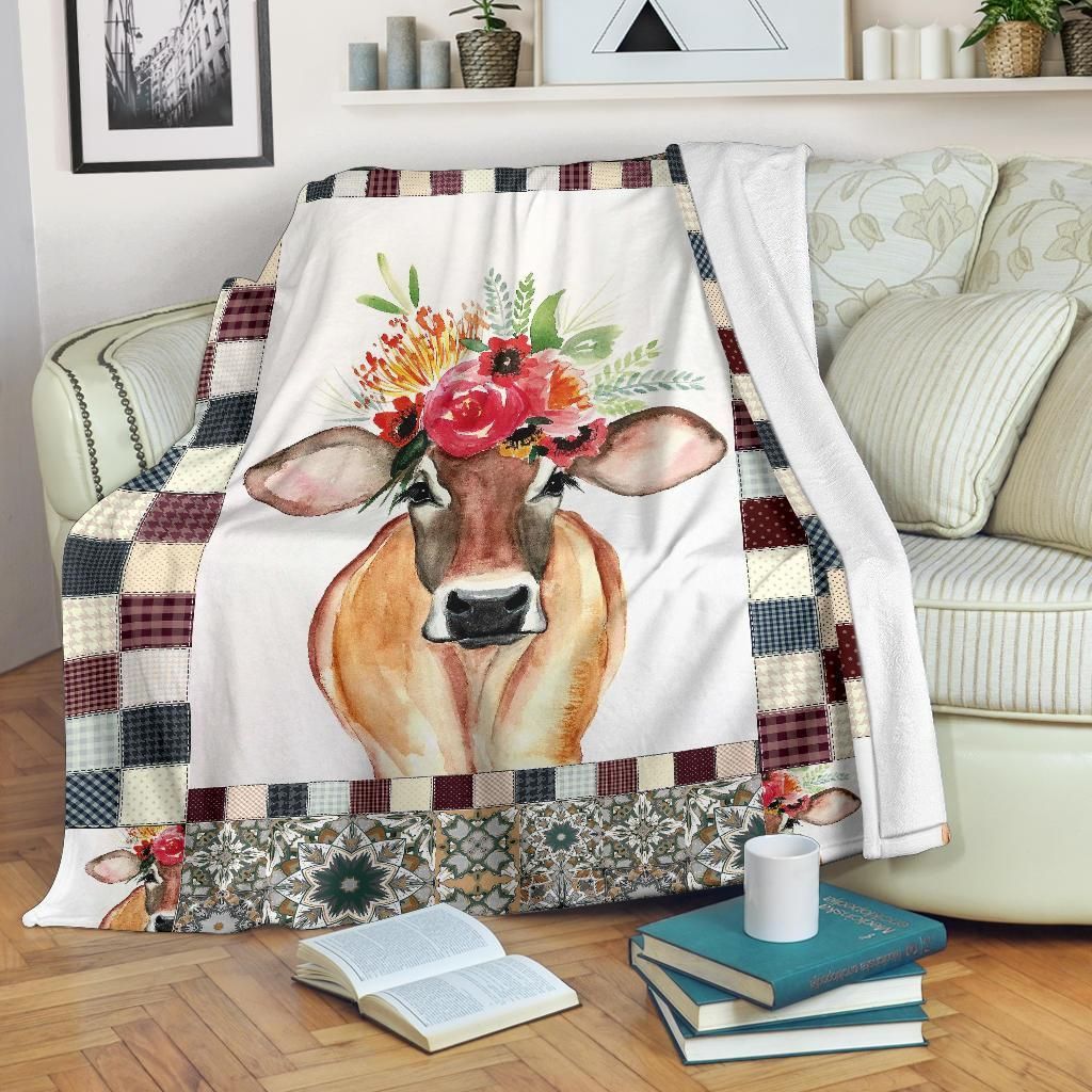 Cow Sherpa Fleece Blanket
