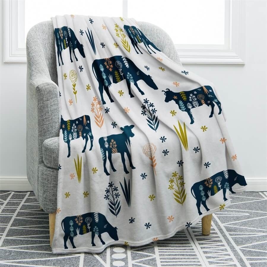 Cow Sherpa Fleece Blanket