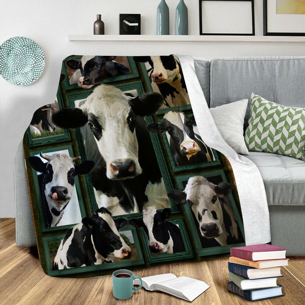 Cow Sherpa Fleece Blanket