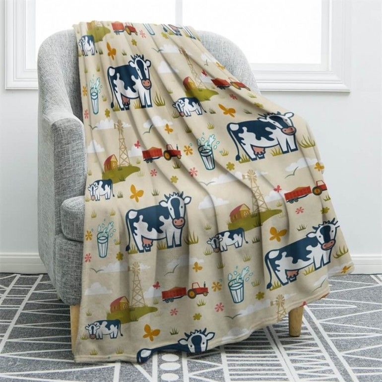 Cow Sherpa Fleece Blanket