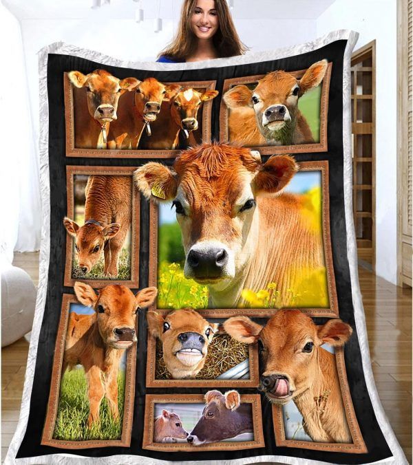 Cow Sherpa Fleece Blanket