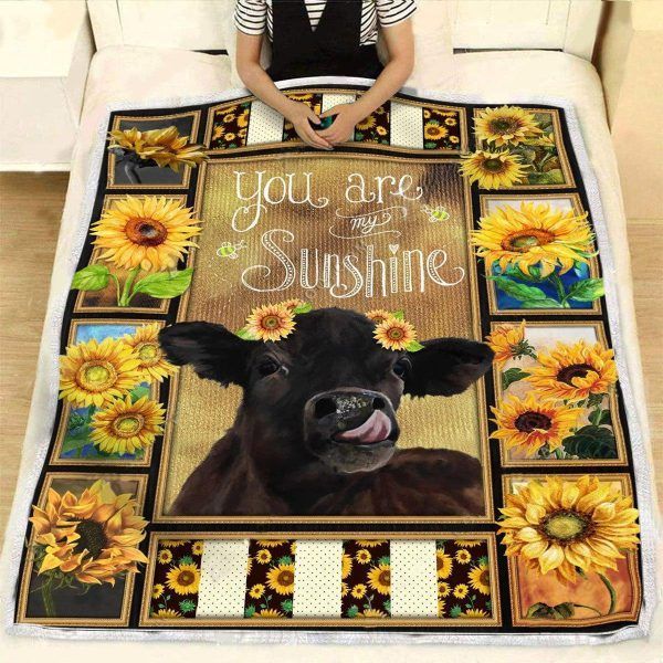 Cow Sherpa Fleece Blanket