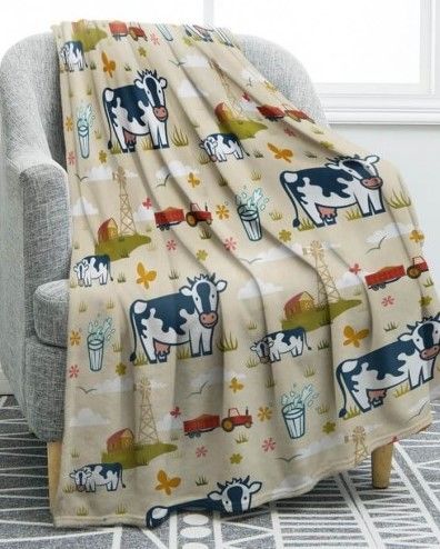 Cow Sherpa Fleece Blanket