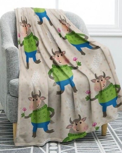 Cow Sherpa Fleece Blanket