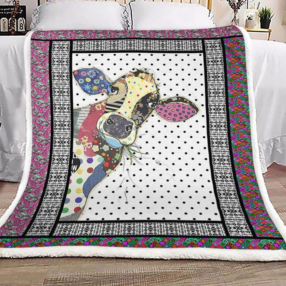 Cow Color Sherpa Fleece Blanket