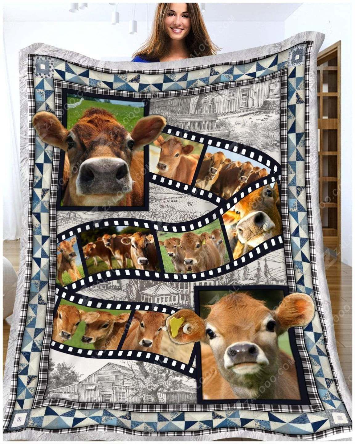 Cow Cow Barn Film Sherpa Fleece Blanket
