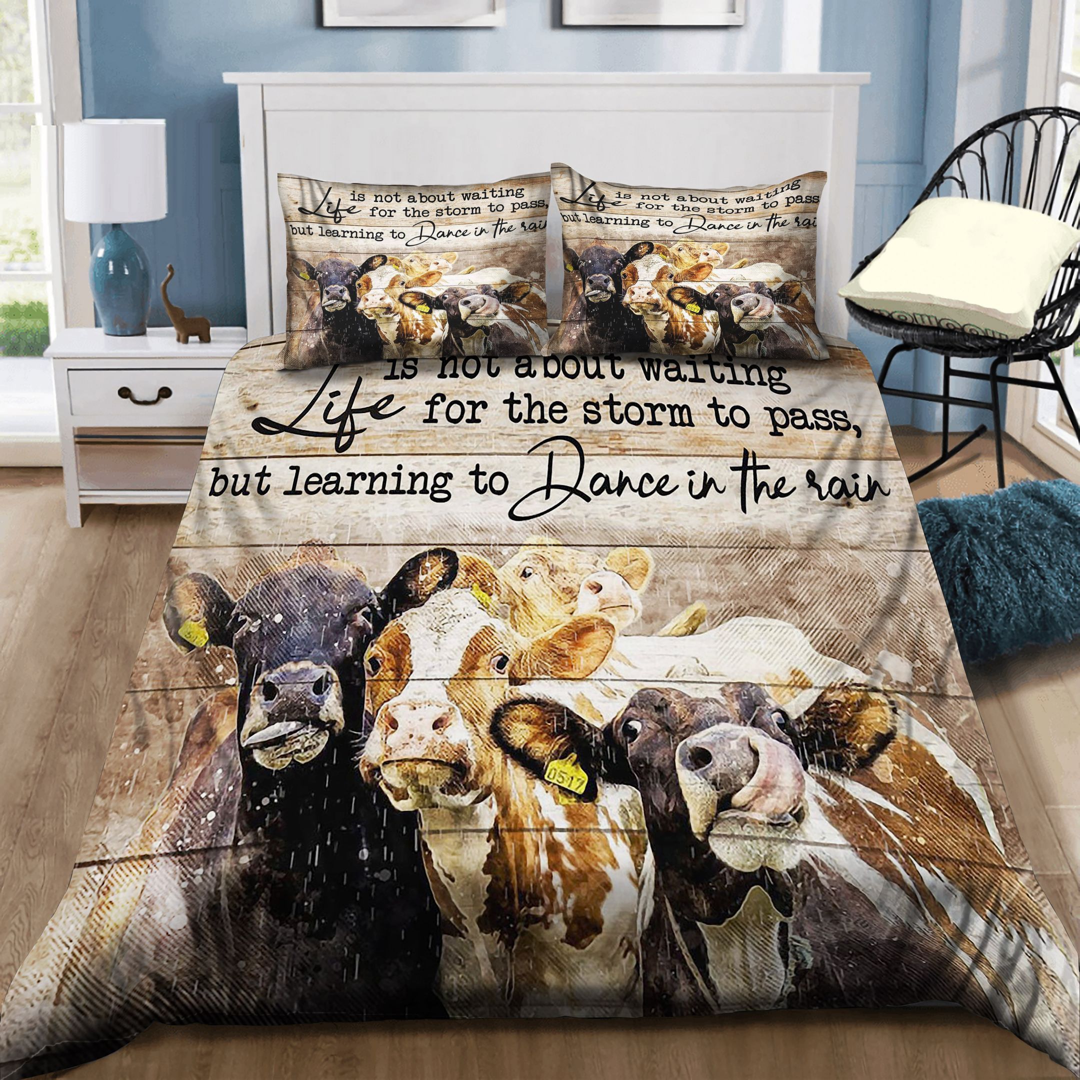 Cow Dance In The Rain Bedding Set