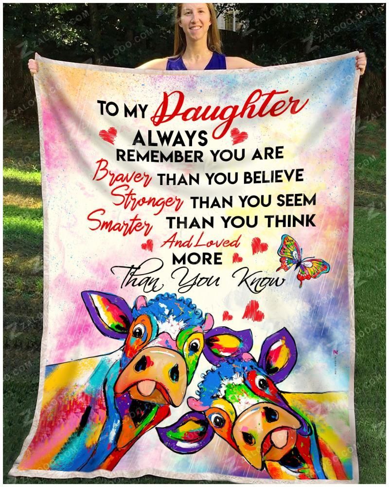 Cow Daughter You Are Loved More Than You Know Sherpa Fleece Blanket
