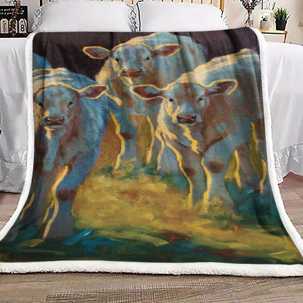 Cow Sherpa Fleece Blanket