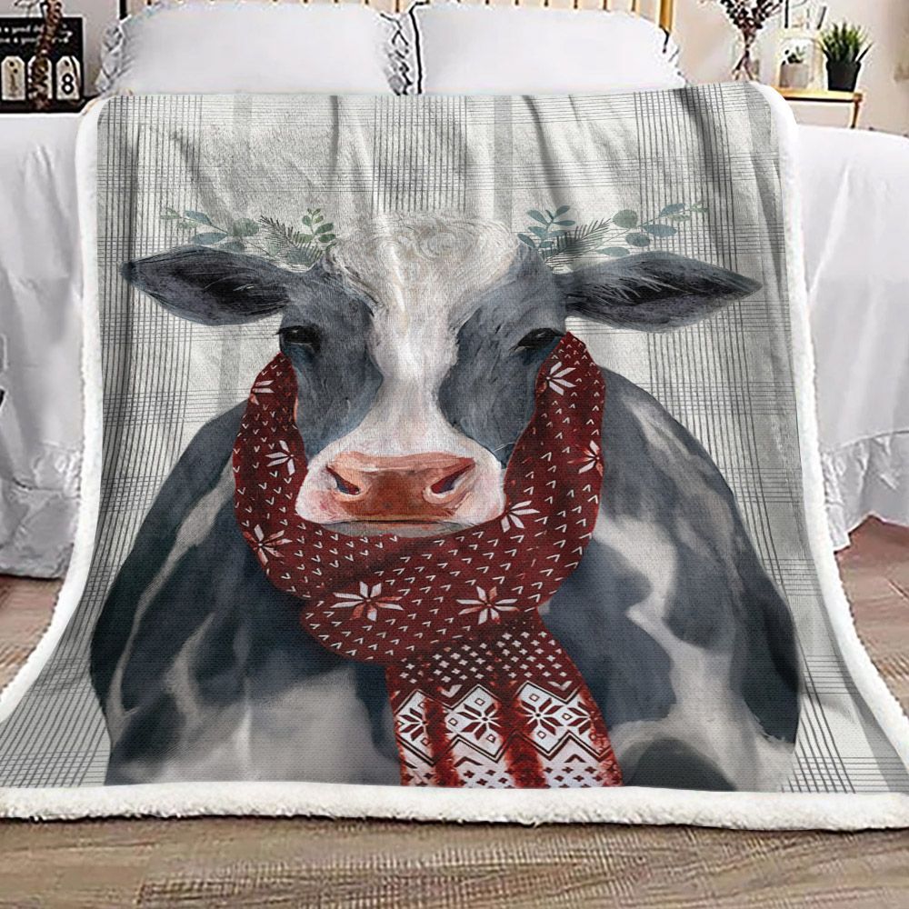 Cow Sherpa Fleece Blanket