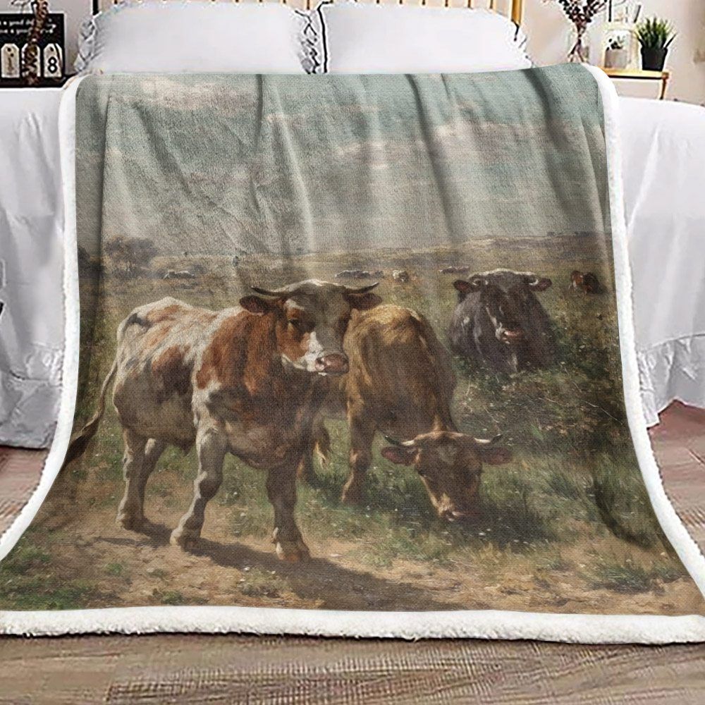 Cow Sherpa Fleece Blanket