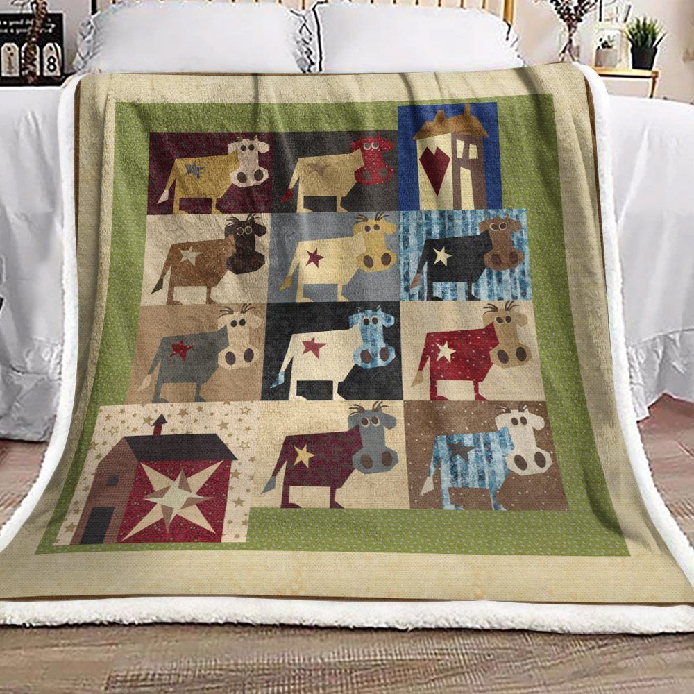 Cow Farm Sherpa Fleece Blanket