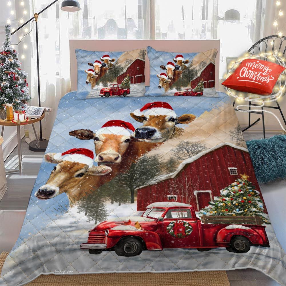 Cow Farm Christmas Bedding Set