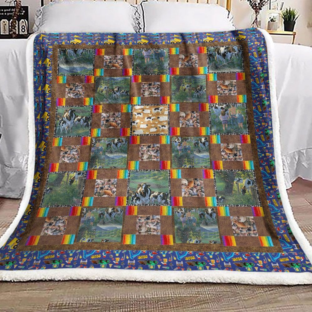 Cow Farm Sherpa Fleece Blanket