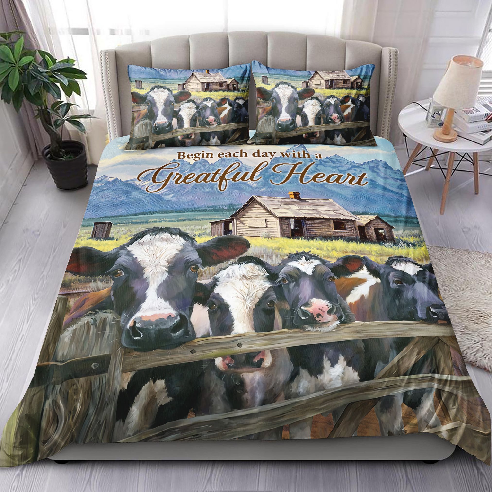 Cow Farm Greatful Heart Bedding Set