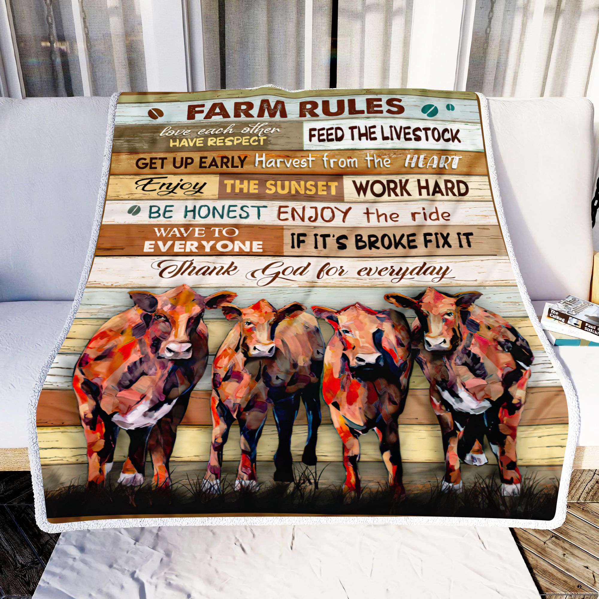 Cow Farm Rules Fleece Blanket