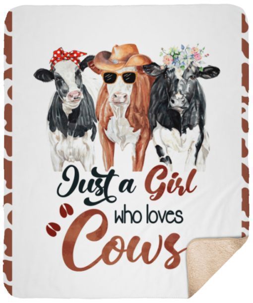 Cow Floral Sherpa Fleece Blanket