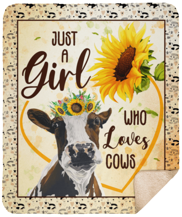 Cow Floral Sherpa Fleece Blanket