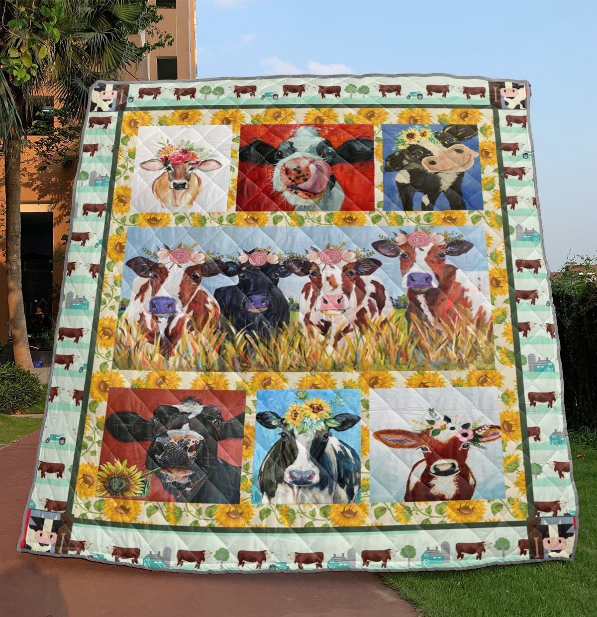 Cow Floral Cow GS-CL-DT3006 Quilt Blanket
