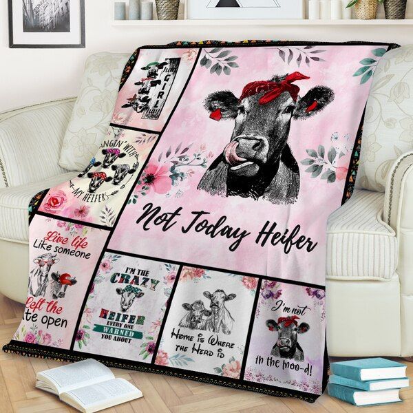 Cow Flower Sherpa Fleece Blanket