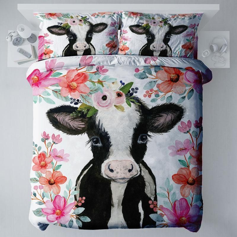 Cow Flower Bedding Set