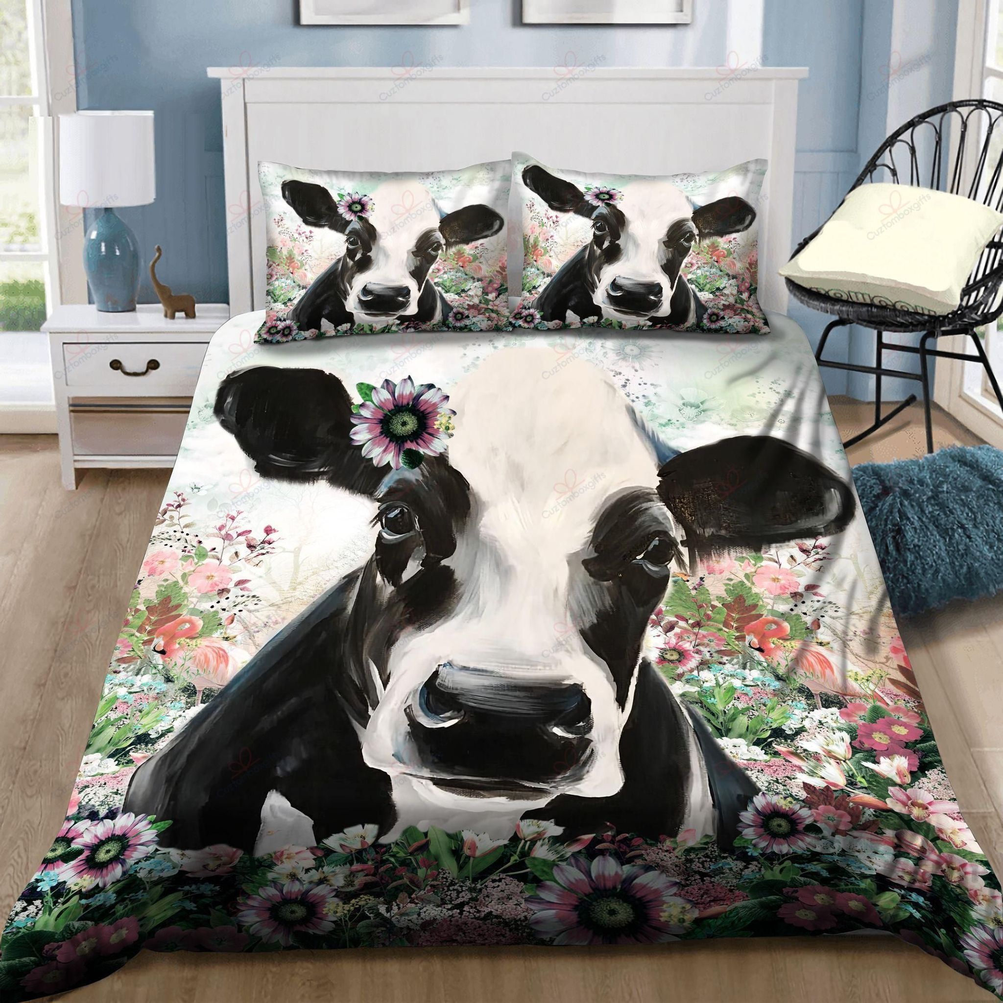 Cow Flower Bedding Set