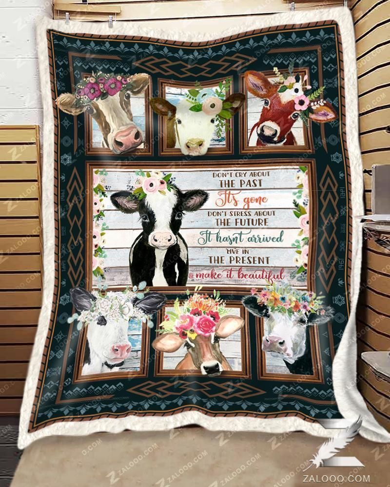 Cow Flower Make It Beautiful Sherpa Fleece Blanket