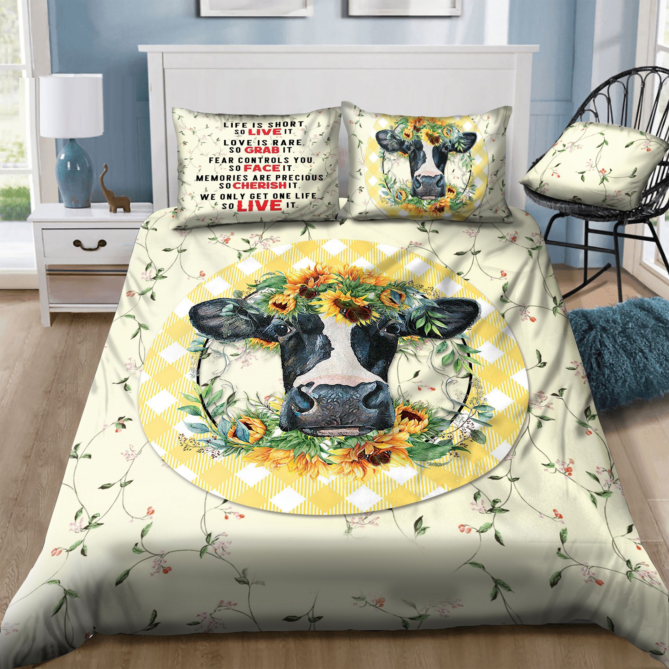 Cow Flowers  Bedding Set