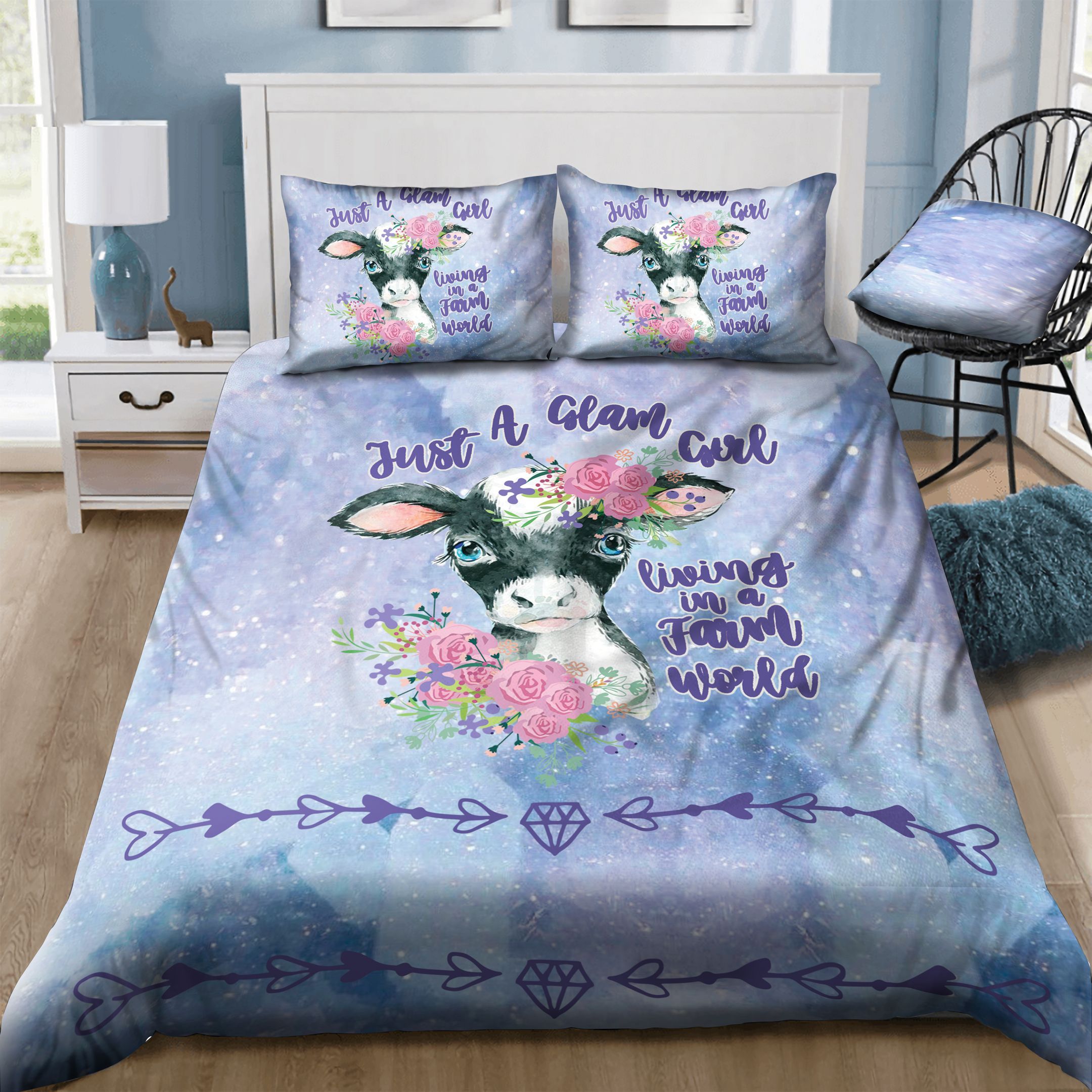 Cow Flowers  Bedding Set