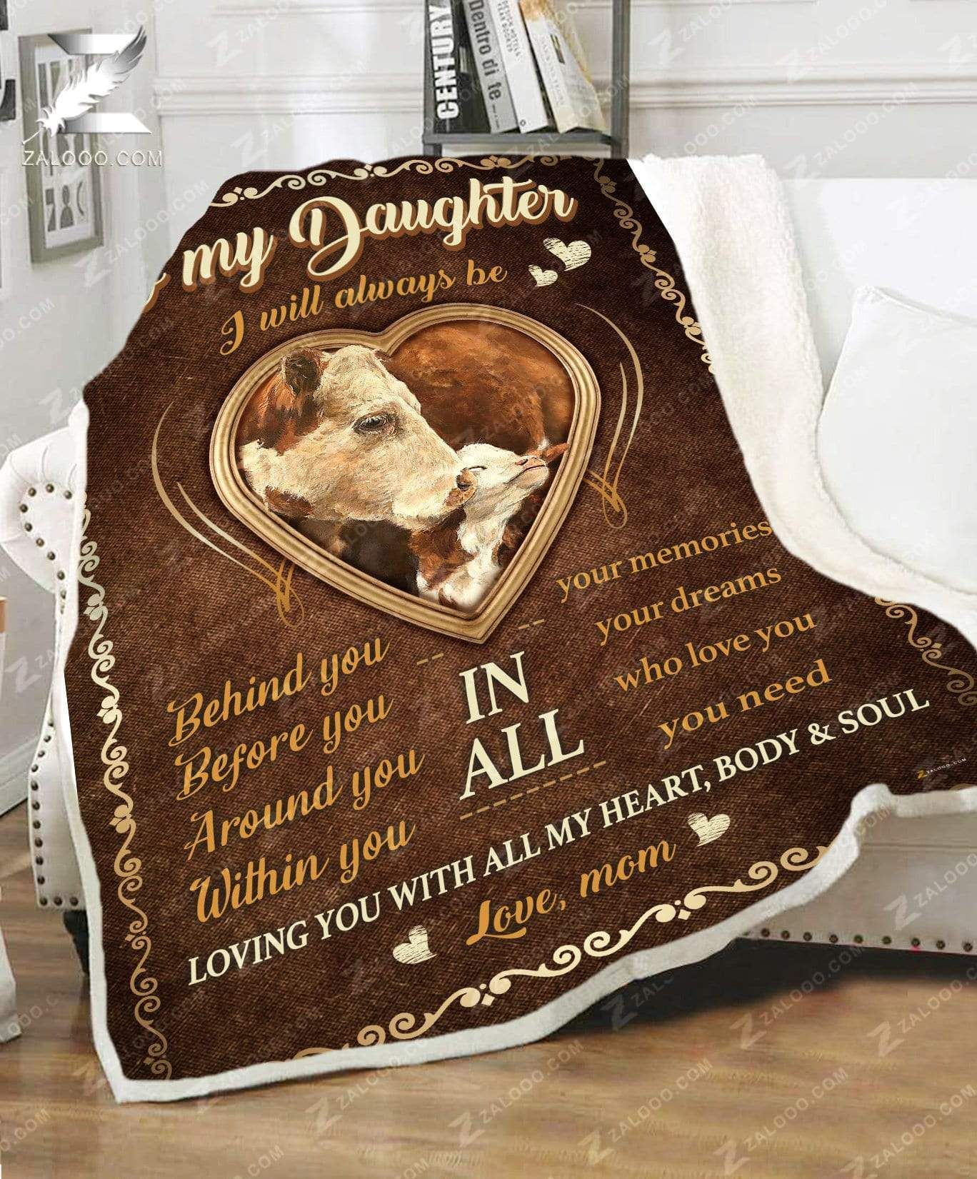 Cow For Daughter From Mom In All Sherpa Fleece Blanket