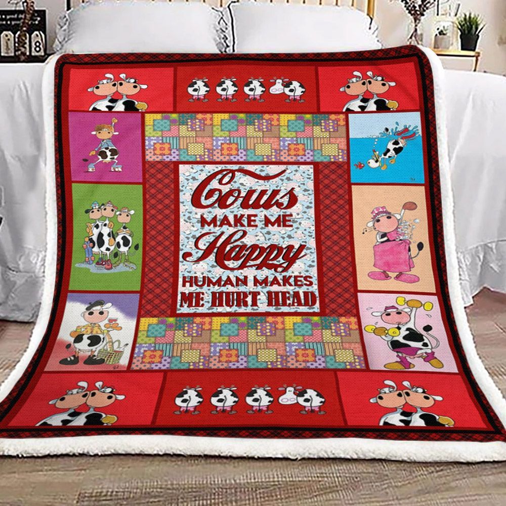 Cow Funny Sherpa Fleece Blanket