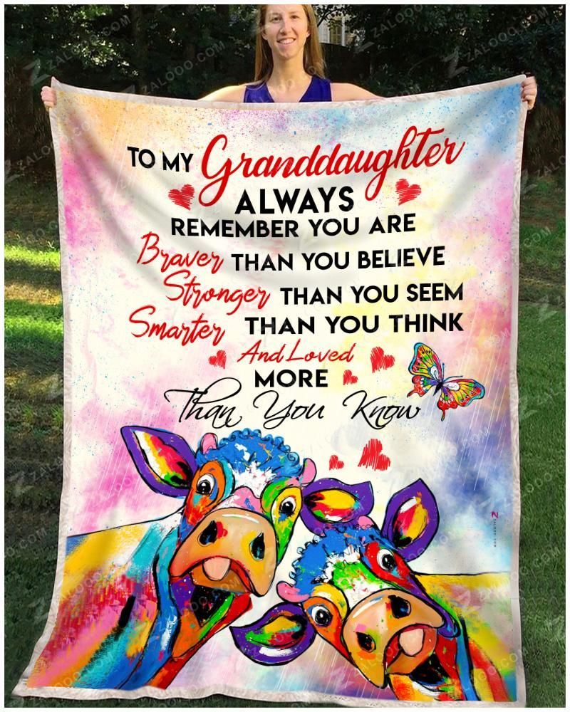 Cow Granddaughter You Are Loved More Than You Know Sherpa Fleece Blanket