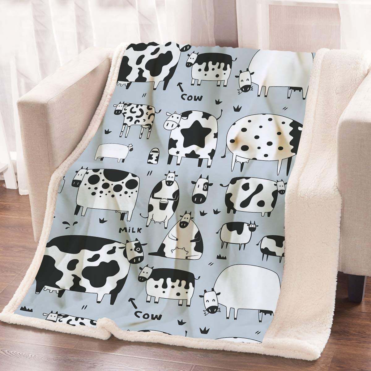 Cow Sherpa Fleece Blanket