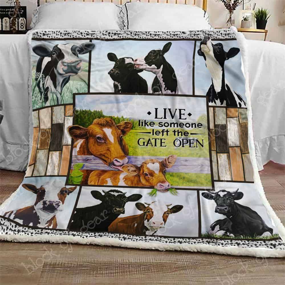 Cow Sherpa Fleece Blanket