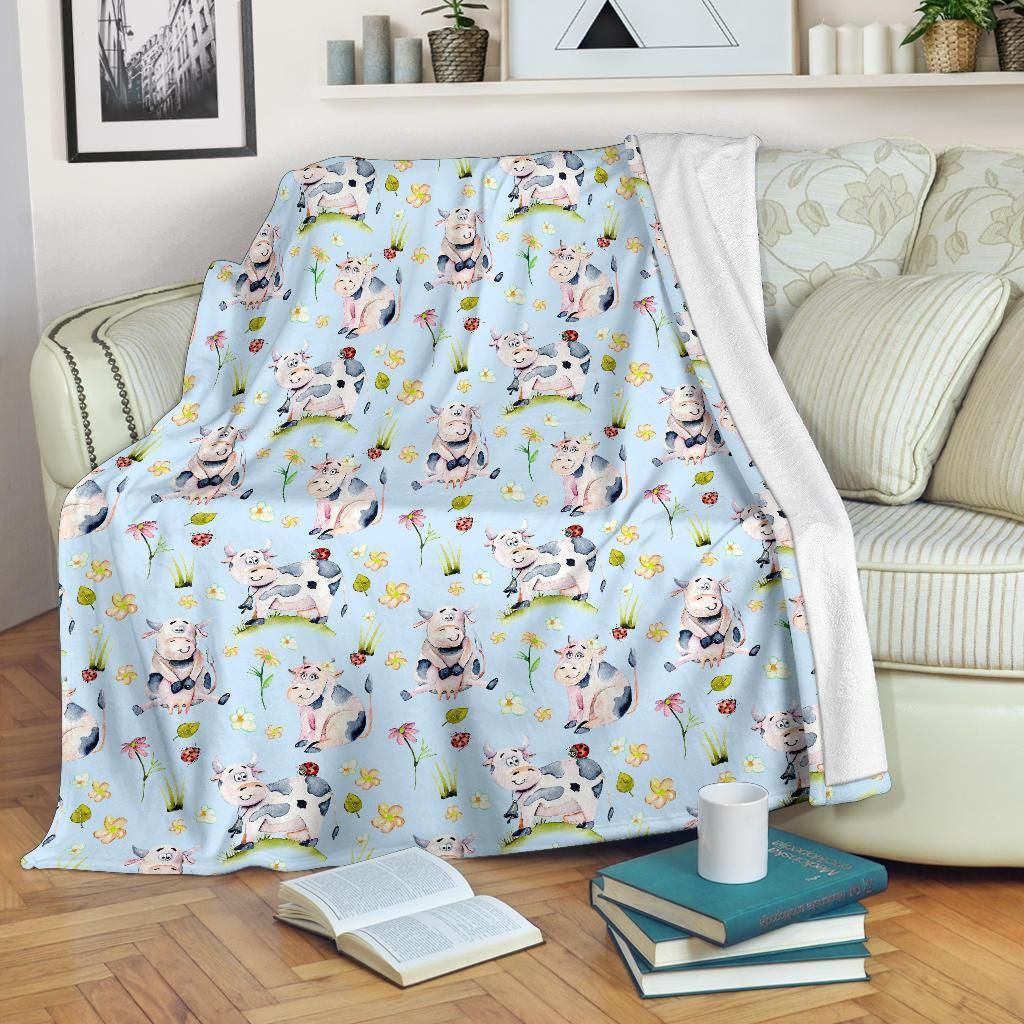 Cow Happy Pattern Sherpa Fleece Blanket