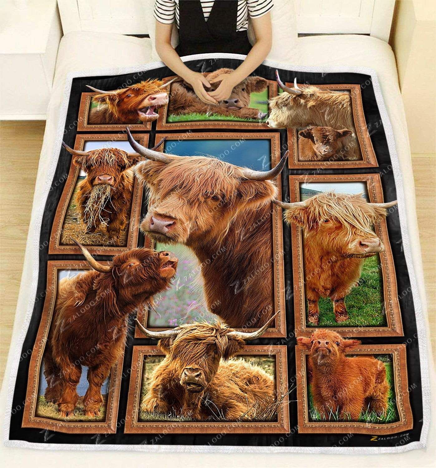 Cow Highland Cattles Sherpa Fleece Blanket