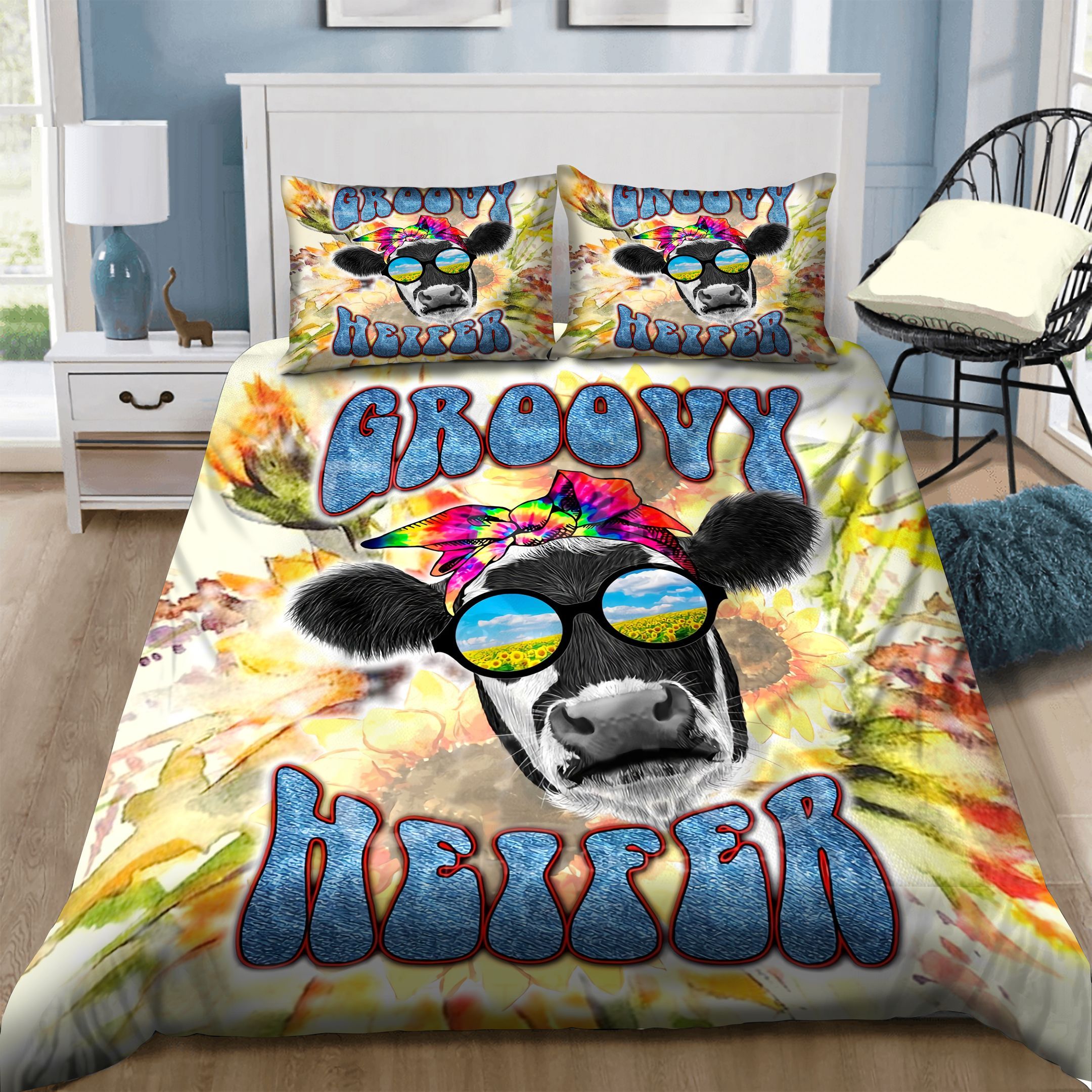 Cow Hippie Bedding Set