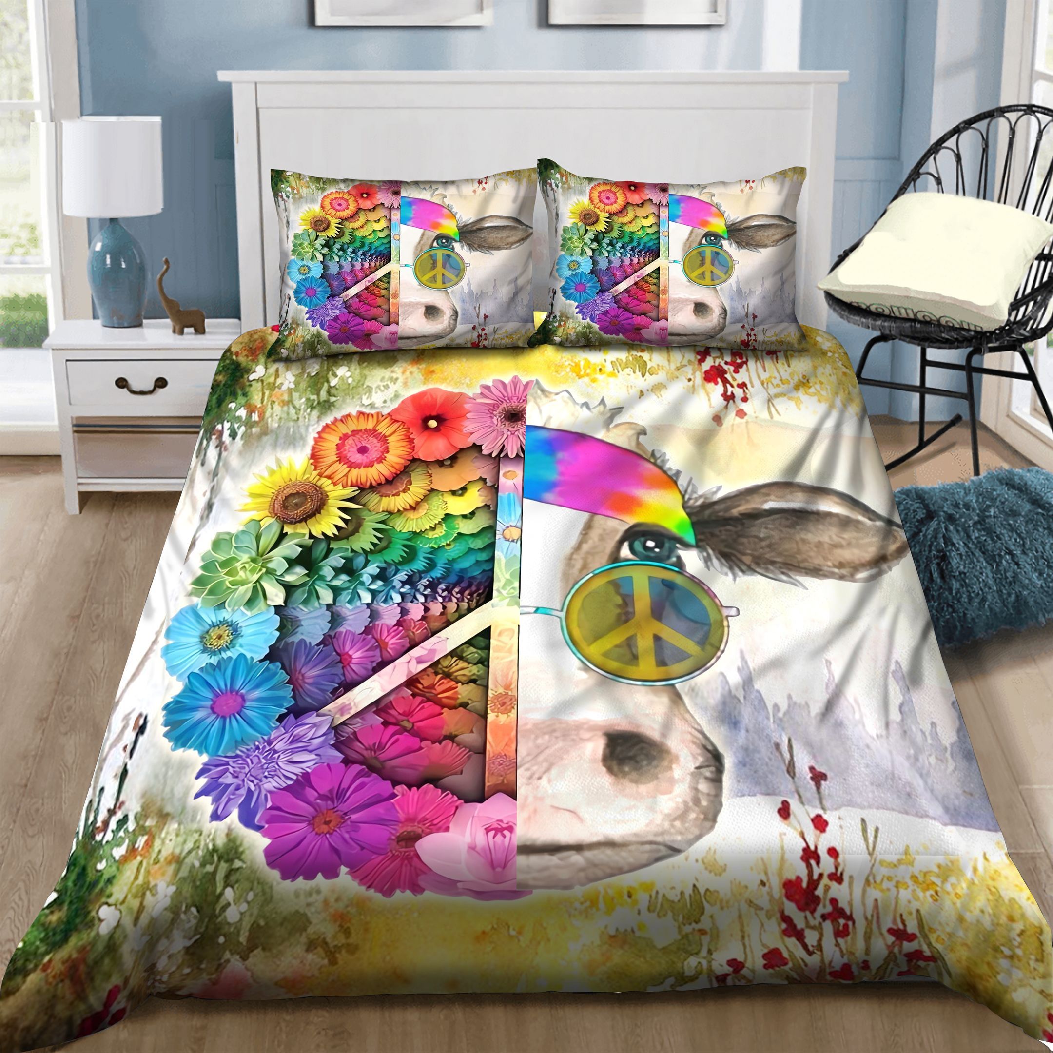 Cow Hippie Bedding Set