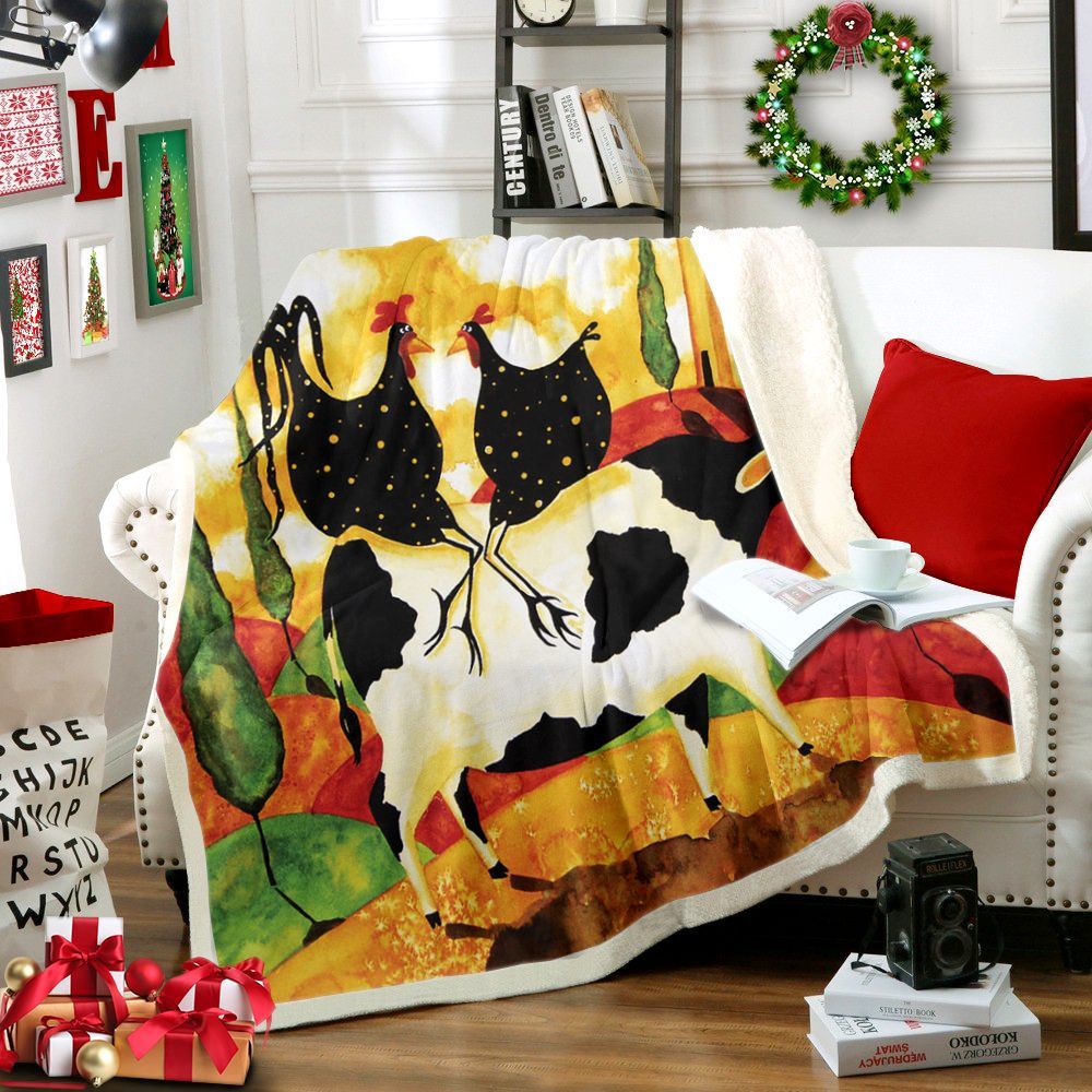 Cow Sherpa Fleece Blanket