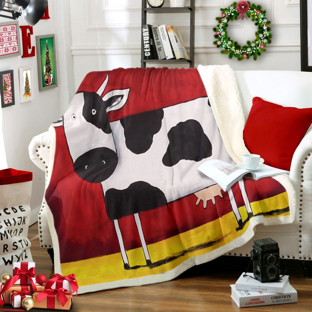 Cow Sherpa Fleece Blanket