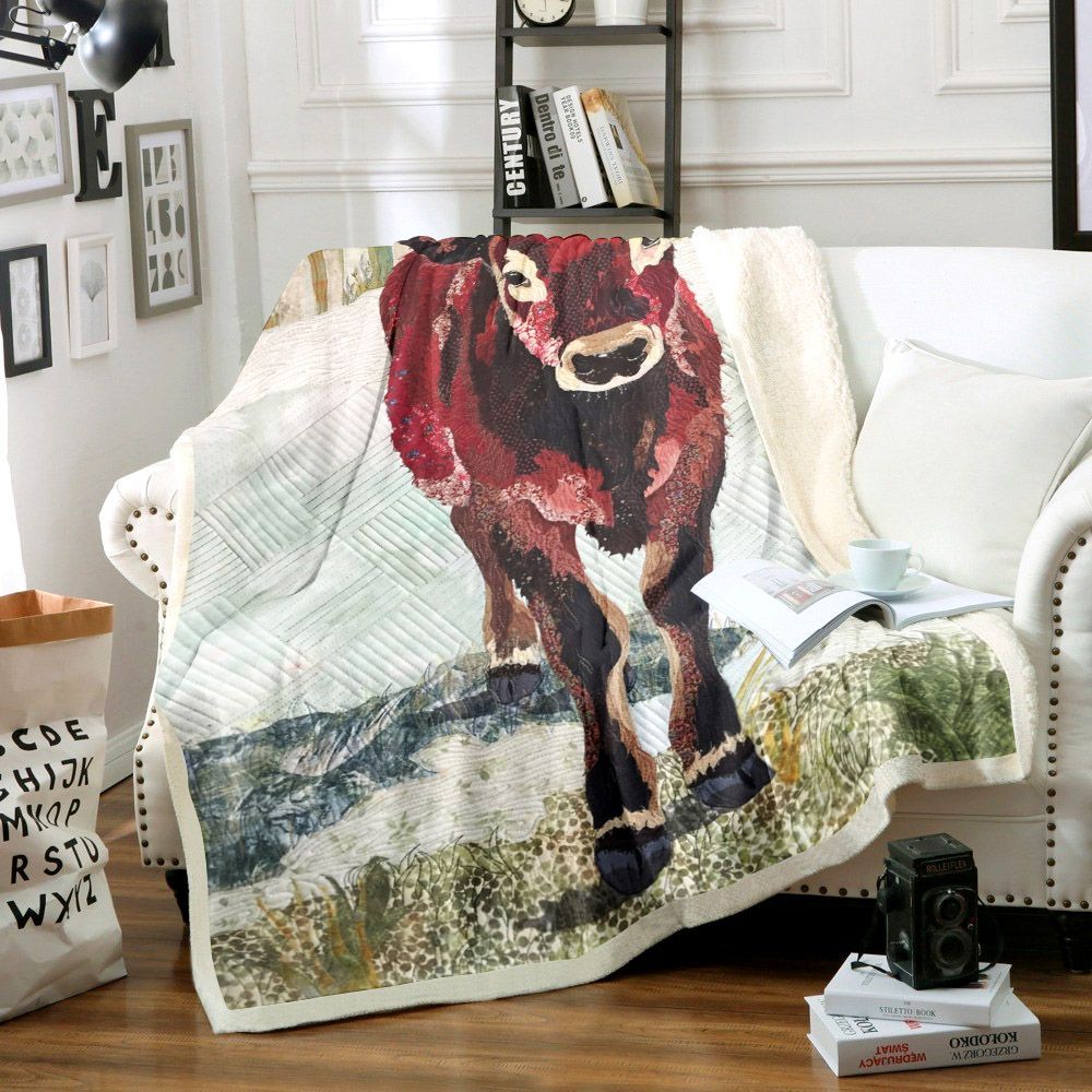 Cow Sherpa Fleece Blanket