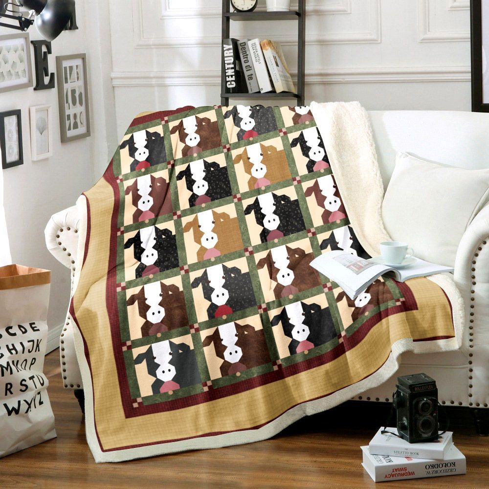 Cow Sherpa Fleece Blanket