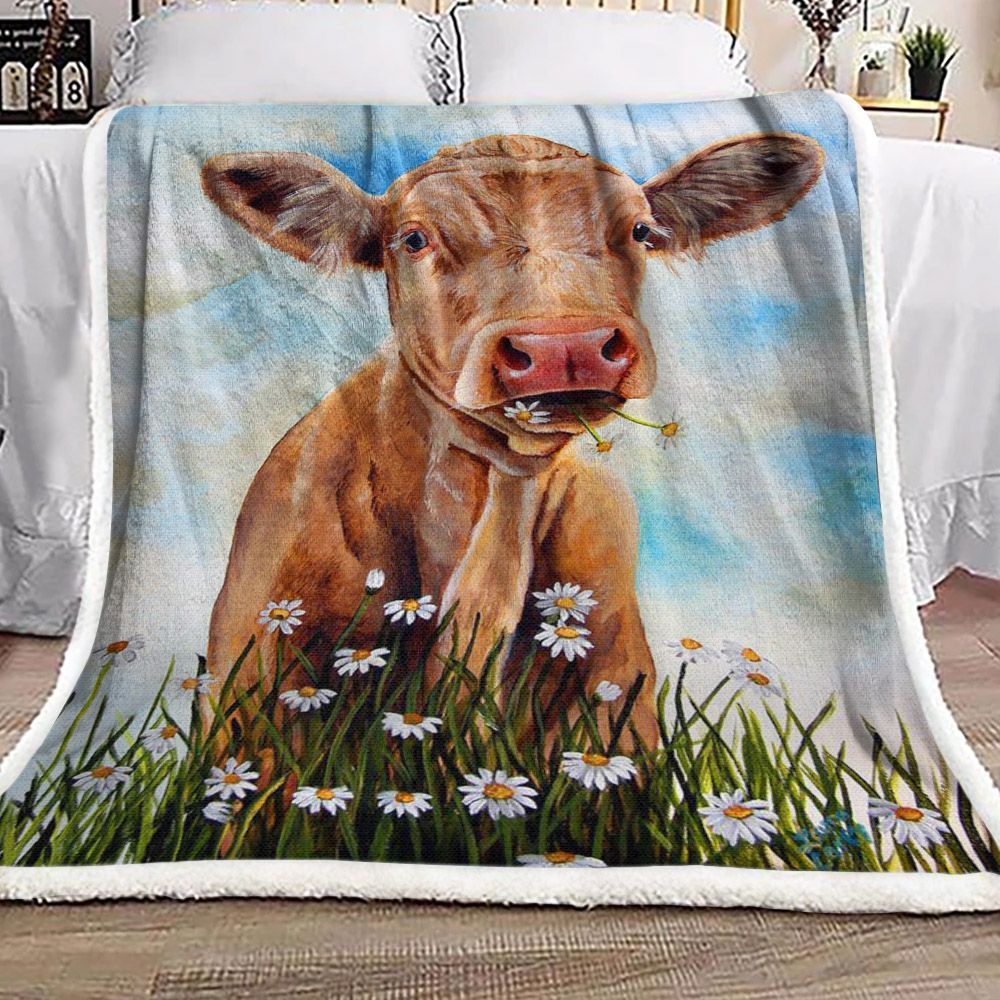 Cow Sherpa Fleece Blanket
