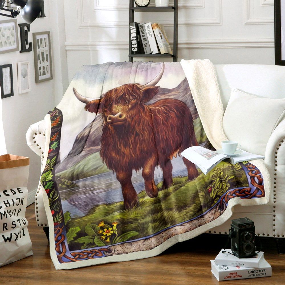 Cow Sherpa Fleece Blanket