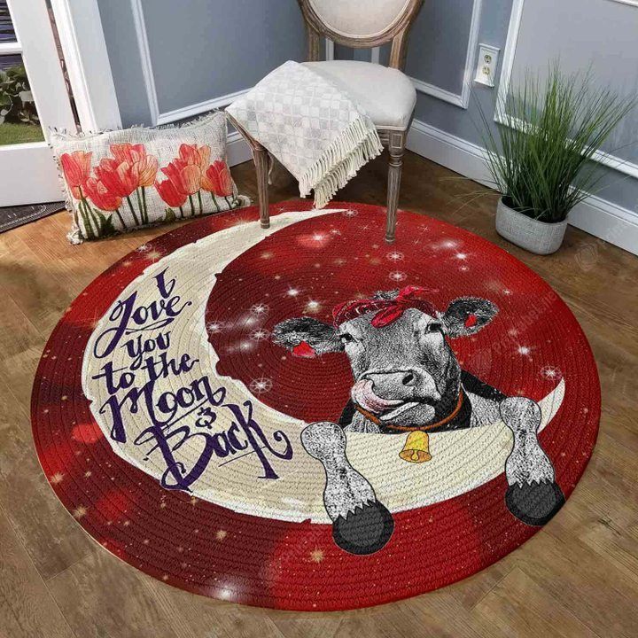 Cow I Love You To The Moon And Back Round Carpet